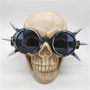 Steampunk Ancient-silver Frame One-piece Glasses  Masquerade Party Rivet Goggles MS19772