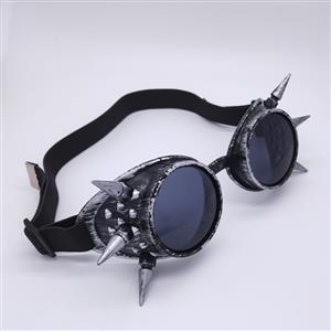 Steampunk Ancient-silver Frame One-piece Glasses  Masquerade Party Rivet Goggles MS19772