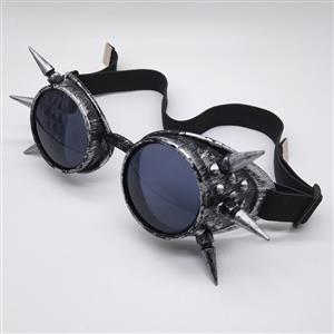 Steampunk Ancient-silver Frame One-piece Glasses  Masquerade Party Rivet Goggles MS19772