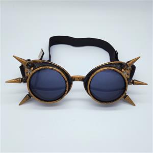 Steampunk Brass Frame One-piece Glasses Masquerade Party Rivet Goggles MS19773