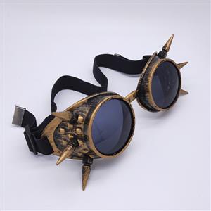 Steampunk Brass Frame One-piece Glasses Masquerade Party Rivet Goggles MS19773