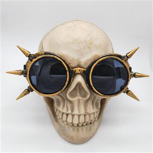 Steampunk Brass Frame One-piece Glasses Masquerade Party Rivet Goggles MS19773