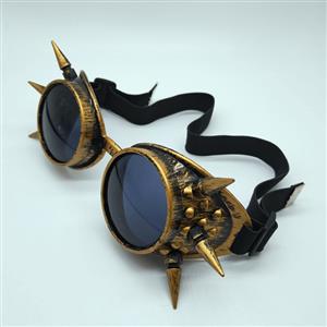 Steampunk Brass Frame One-piece Glasses Masquerade Party Rivet Goggles MS19773