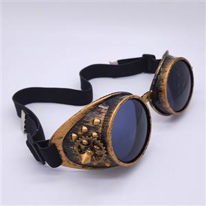 Steampunk Brass Frame One-piece Glasses Masquerade Party Rivet Gear Goggles MS19774