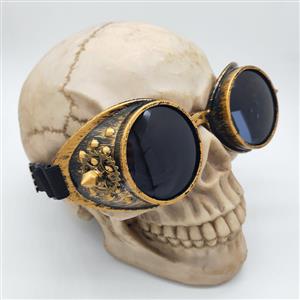 Steampunk Brass Frame One-piece Glasses Masquerade Party Rivet Gear Goggles MS19774