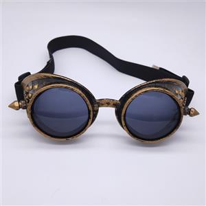 Steampunk Brass Frame One-piece Glasses Masquerade Party Rivet Gear Goggles MS19774