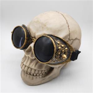 Steampunk Brass Frame One-piece Glasses Masquerade Party Rivet Gear Goggles MS19774