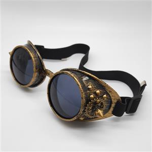 Steampunk Brass Frame One-piece Glasses Masquerade Party Rivet Gear Goggles MS19774