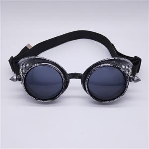 Steampunk Ancient-silver Frame One-piece Glasses Masquerade Party Rivet Gear Goggles MS19775