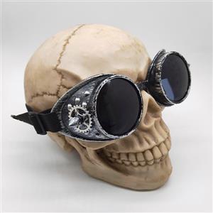 Steampunk Ancient-silver Frame One-piece Glasses Masquerade Party Rivet Gear Goggles MS19775