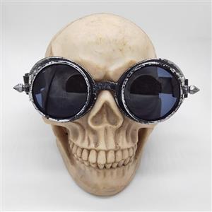 Steampunk Ancient-silver Frame One-piece Glasses Masquerade Party Rivet Gear Goggles MS19775