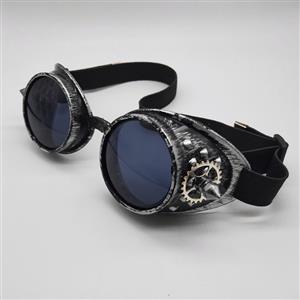 Steampunk Ancient-silver Frame One-piece Glasses Masquerade Party Rivet Gear Goggles MS19775