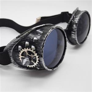 Steampunk Ancient-silver Frame One-piece Glasses Masquerade Party Rivet Gear Goggles MS19775