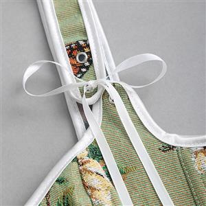 Women's Renaissance Corset Floral Underbust Corset Tops Vintage Boned Corset Belt N23763