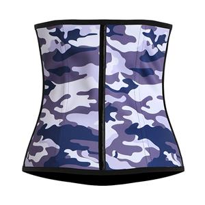 Latex Waist Traning Camouflage Steel Boned Sport Corset Excercise Runing N12449