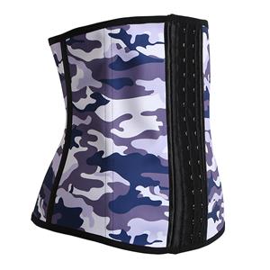 Latex Waist Traning Camouflage Steel Boned Sport Corset Excercise Runing N12449