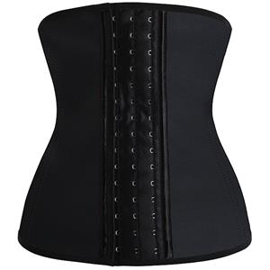 Sexy Black Steel Boned Sport Latex Waist Traning Corset Excercise N12450