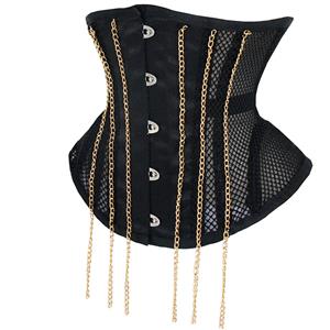 Sexy Black 16 Steel Boned See-through Mesh Breathe Bodyshaper Waist Cincher Underbust Corset N23361