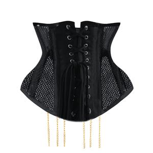 Sexy Black 16 Steel Boned See-through Mesh Breathe Bodyshaper Waist Cincher Underbust Corset N23361