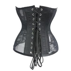 Sexy 14 Steel Boned See-through Mesh and Lace Bodyshaper Underbust Waist Cincher Corset N21627