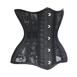 Sexy 14 Steel Boned See-through Mesh and Lace Bodyshaper Underbust Waist Cincher Corset N21627