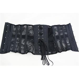 Sexy 14 Steel Boned See-through Mesh and Lace Bodyshaper Underbust Waist Cincher Corset N21627