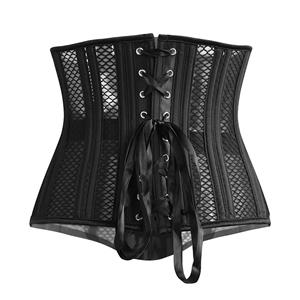 Sexy 26 Steel Boned See-through Breathable Mesh Bodyshaper Waist Cincher Underbust Corset N21673