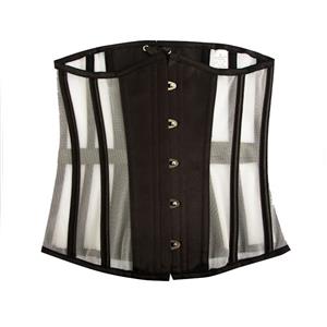 Sexy See-through Breathable Mesh 16 Steel Boned Waist Cincher Body Shaper Underbust Corset N21675