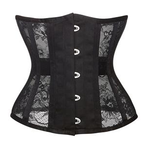 Sexy 14 Steel Boned See-through Lace Breathable Bodyshaper Waist Cincher Underbust Corset N21774