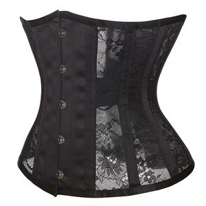 Sexy 14 Steel Boned See-through Lace Breathable Bodyshaper Waist Cincher Underbust Corset N21774