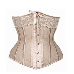 Sexy Steel Boned See-through Mesh Lace Trim Breathable Waist Cincher Underbust Corset N21783