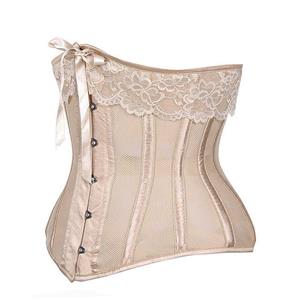 Sexy Steel Boned See-through Mesh Lace Trim Breathable Waist Cincher Underbust Corset N21783