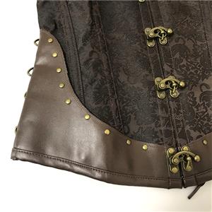 Women's Steampunk Gothic Brown Steel Boned Jacquard Halter Overbust Corset N20892