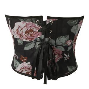 Strapless Floral Corset Top - Elegant Vintage Style Body Shaper with Pink Roses N23758