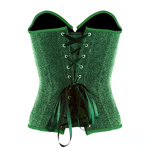 Women's Strapless Green 12 Plastic Boned Shiny Overbust Corset Top N20961