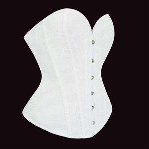 White Sequin Vintage Corset - Adjustable Front Lace-Up Bustier with Sweetheart Neckline N237849