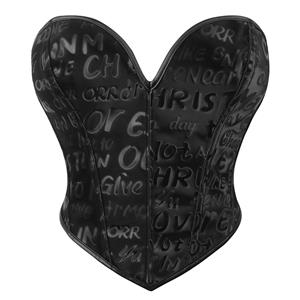 Heart-Shaped Corset, Black Corset, Embossed Words, Sexy Fashion Top, Elegant Corset, Fashion Statement, High-Quality Material, Comfortable Corset, Unique Design, Stylish Outfit #N23757