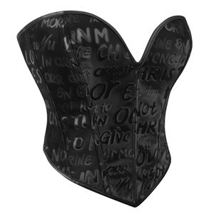 Stylish Black Heart-Shaped Corset with Embossed Words N23757