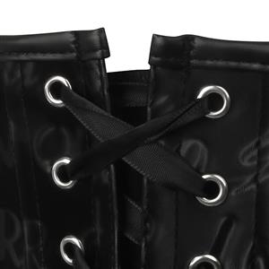 Stylish Black Heart-Shaped Corset with Embossed Words N23757