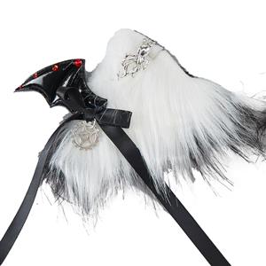 Gothic Lolita Lint Cat Ear Bat Diamond Edge Clamp Halloween Hair Accessory J22973