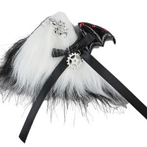 Gothic Lolita Lint Cat Ear Bat Diamond Edge Clamp Halloween Hair Accessory J22973