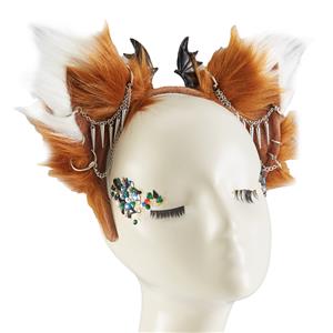 Lovely Lolita Cat Ear Chain Bat Wing Halloween Hair Accessory J22971