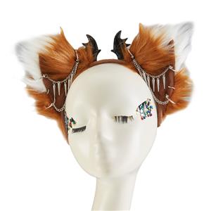 Lovely Lolita Cat Ear Chain Bat Wing Halloween Hair Accessory J22971