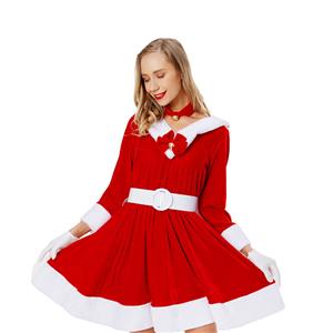Sweetheart Red Santa Rabbit Baby Velvet Holiday Mini Dress XT22543