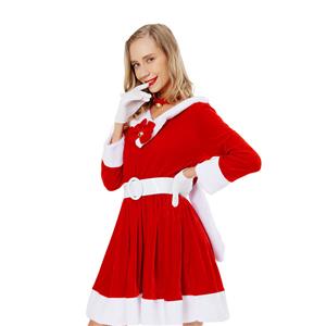 Sweetheart Red Santa Rabbit Baby Velvet Holiday Mini Dress XT22543