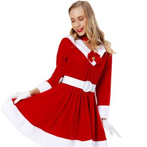 Sweetheart Red Santa Rabbit Baby Velvet Holiday Mini Dress XT22543