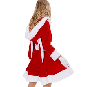 Sweetheart Red Santa Rabbit Baby Velvet Holiday Mini Dress XT22543