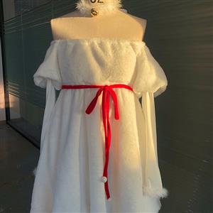 Sweetheart Cutie White Velvet Christmas Miss Costume XT22544