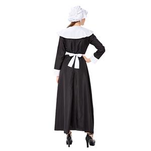 4pcs Traditional Housemaid Apron Long Dress Adult Halloween Cosplay Costume N19429