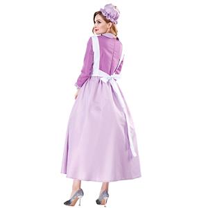 4pcs Traditional House Maid Apron Maxi Dress Fairy Tale Cosplay Costume N19469